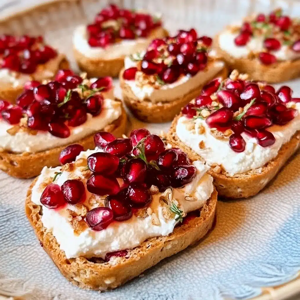 Crackers with Cream Cheese and Pomegranate Arils