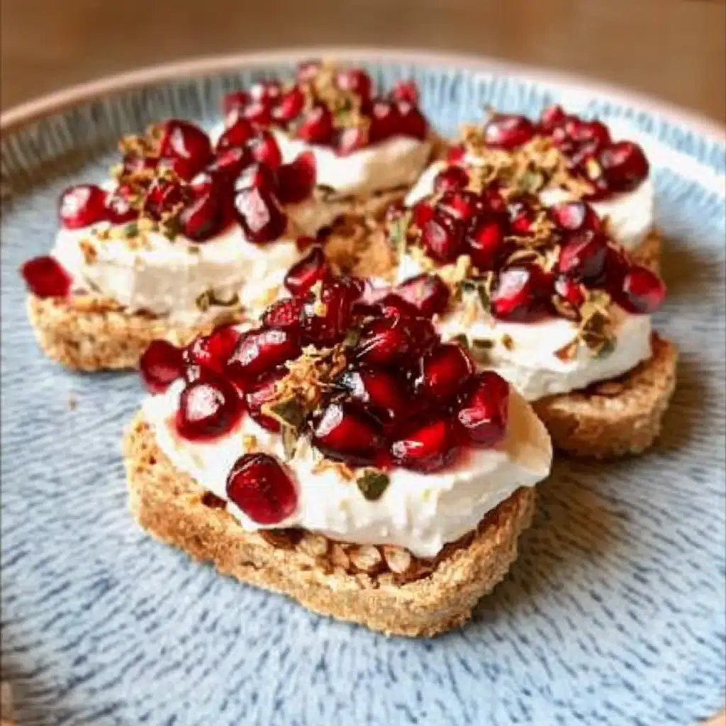 Crackers with Cream Cheese and Pomegranate Arils