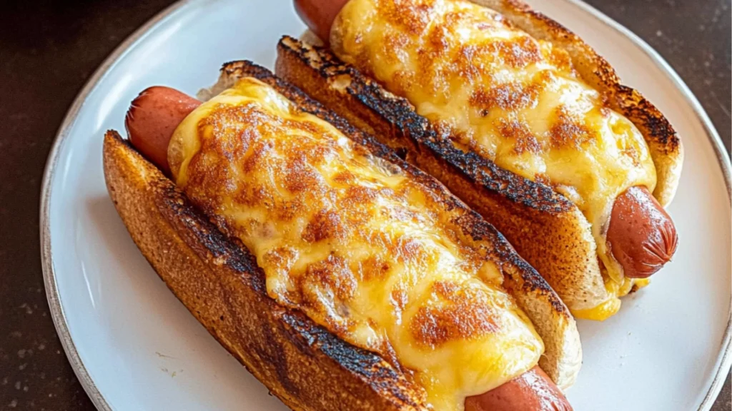 grilled cheese hot dogs on plates with ketchup
