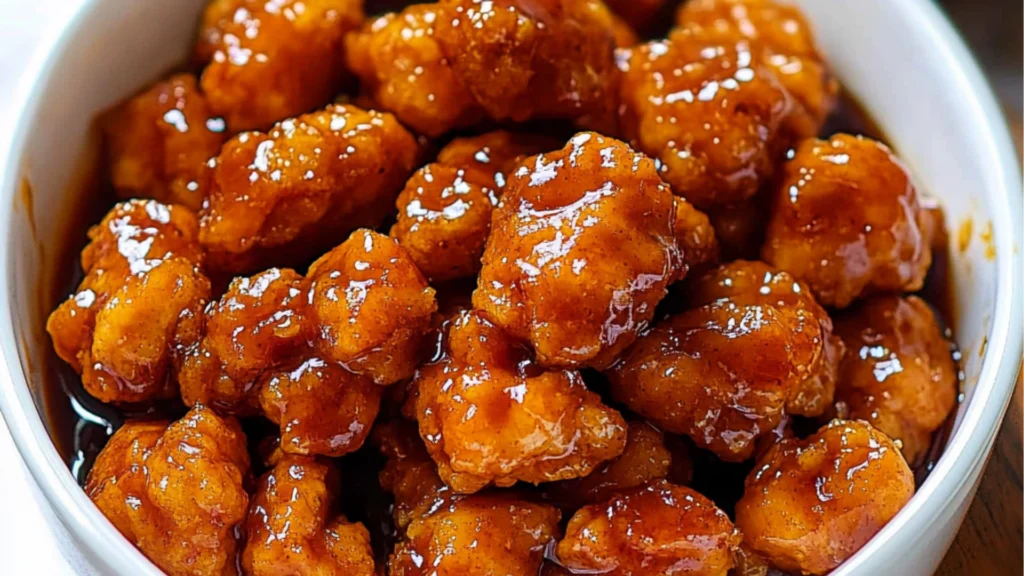 three different bowls filled with orange chicken and rice