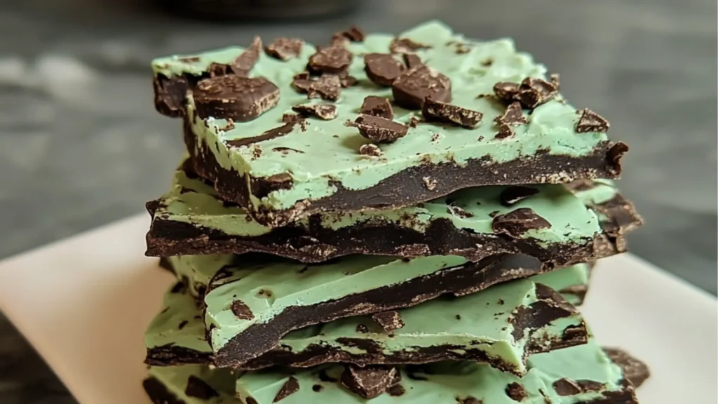 mint oreo bark cookies with the title overlay