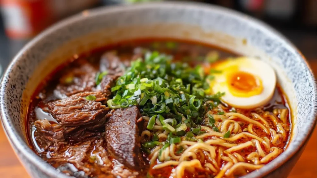 Savory Birria Ramen with Tender Beef and Rich Broth
