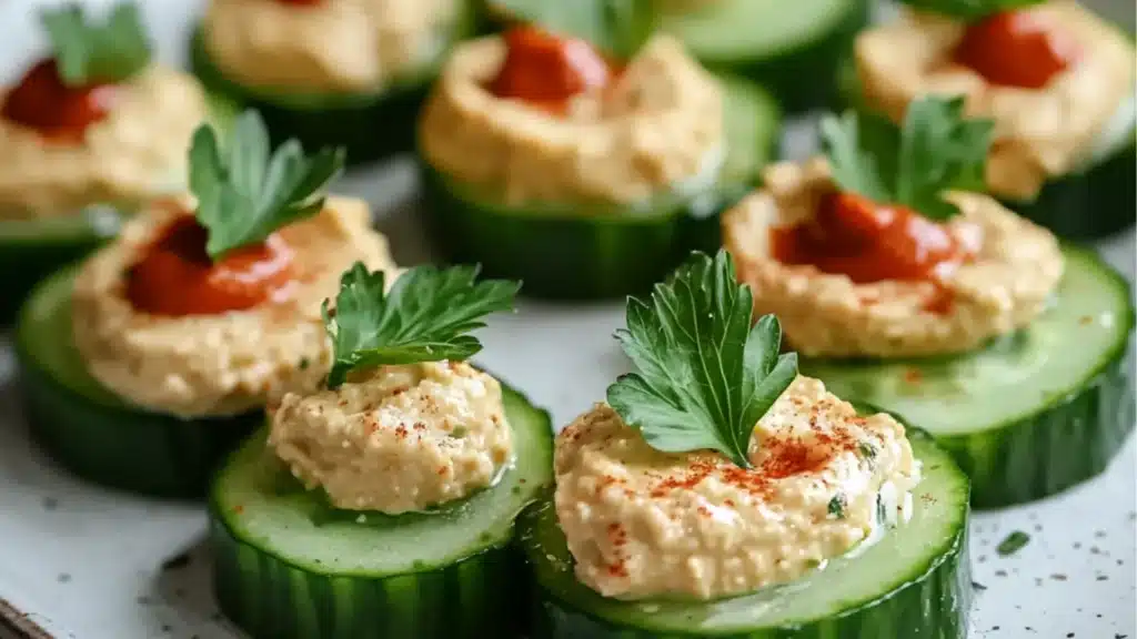 Cucumber Hummus Bites