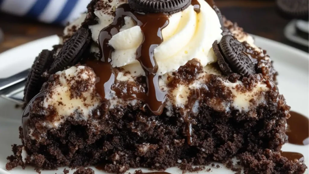 someone is pouring batter on some cookies in a baking pan and it's ready to be eaten