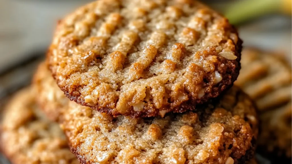 banana bread cookies are stacked on top of each other with the words, bananas bread cookies