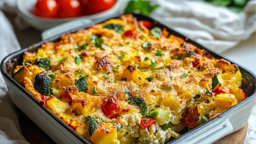 A pan filled with different types of food on top of a wooden cutting board