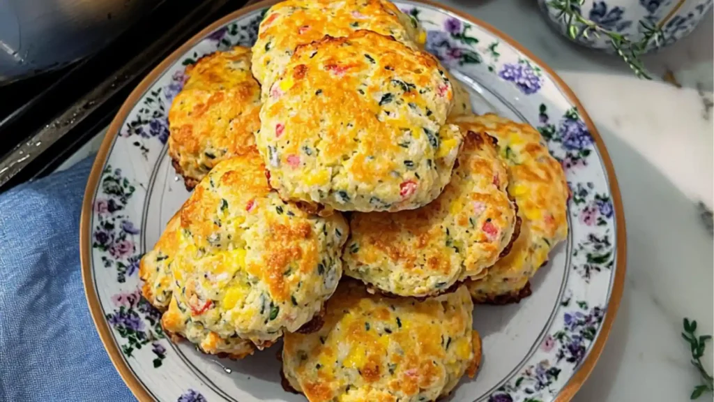 breakfast protein biscuits with spinach and cheese in the middle, on a baking sheet