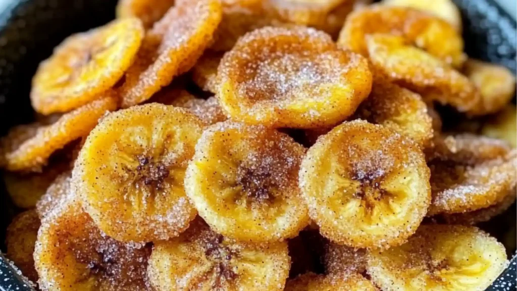 bowls filled with cinnamon sugar - air fryer banana chips