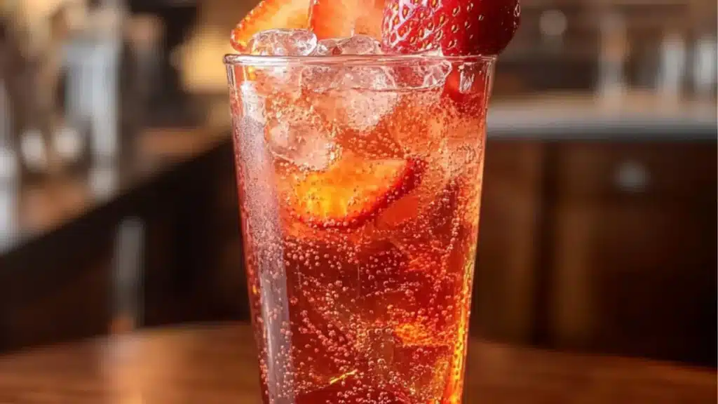 glasse filled with strawberries on top of a table