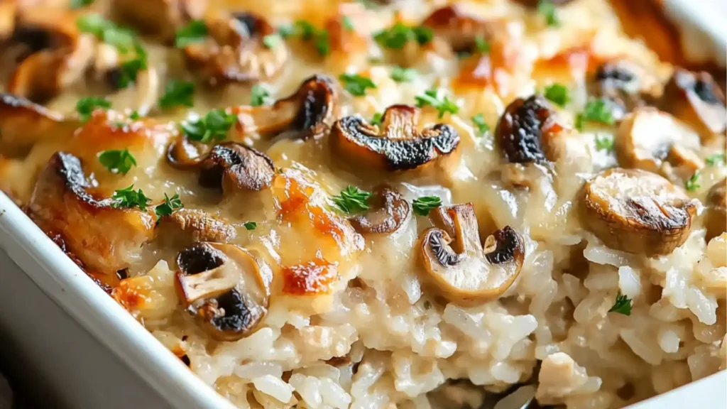 creamy chicken and mushroom rice casserole recipe