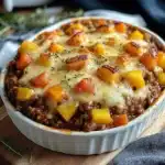 Amish Hamburger with Fall Veggies Bake