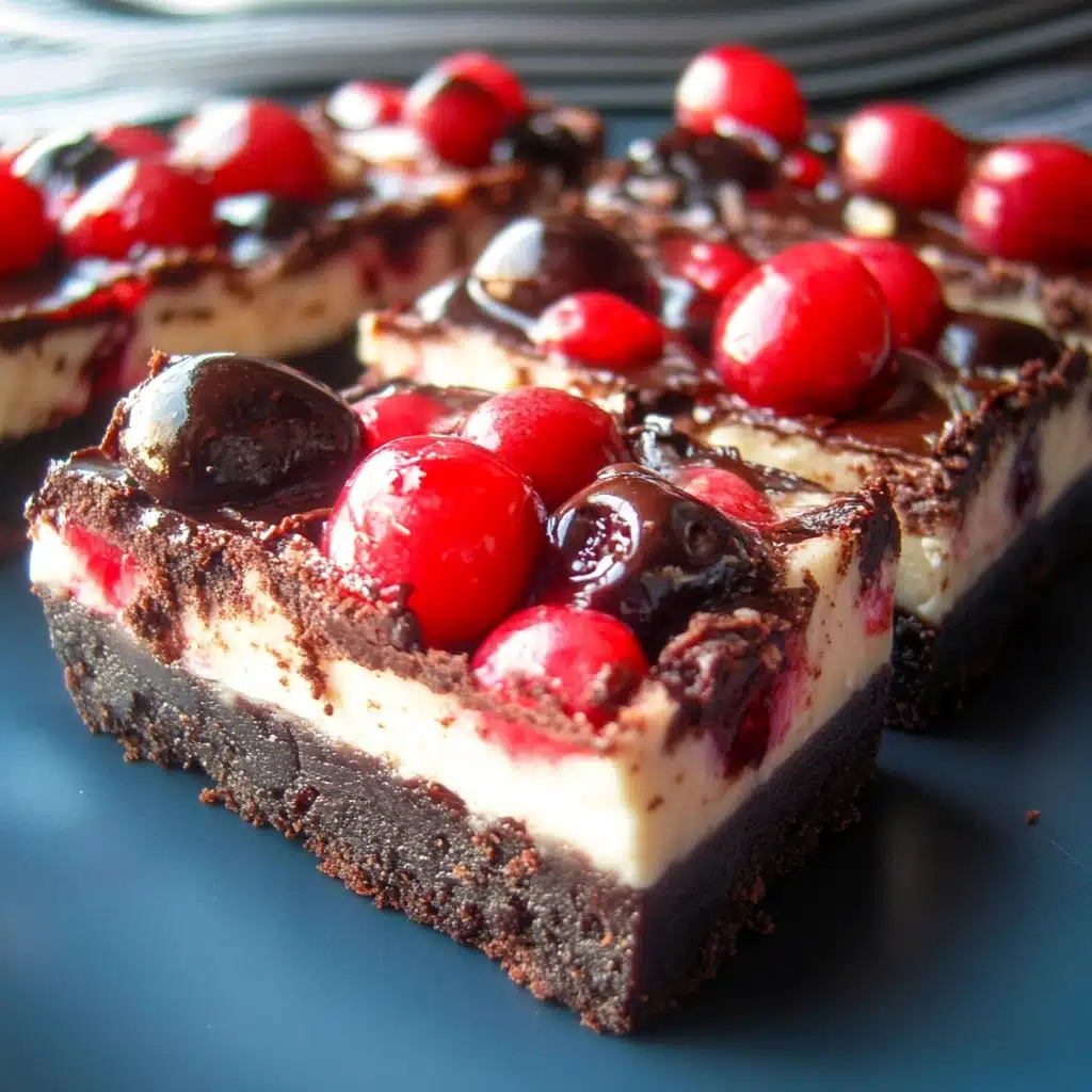 Cherry Chocolate Brownie Cheesecake Bars