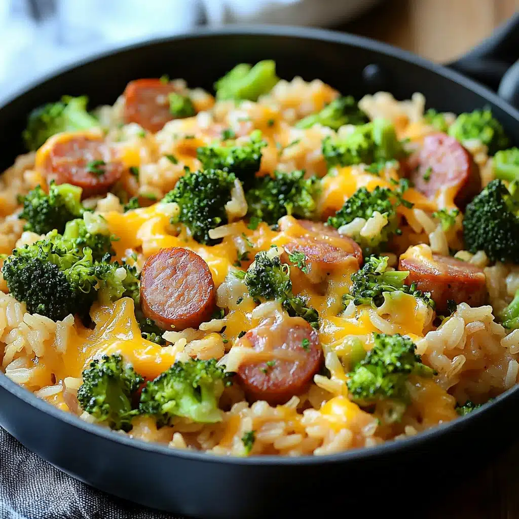 Cheesy Kielbasa Rice And Broccoli Skillet Recipe