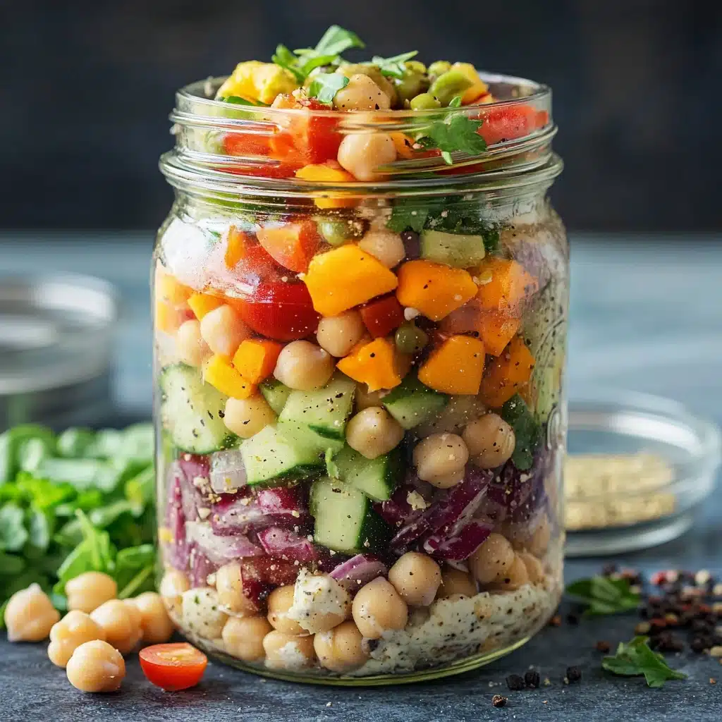 Mason Jar Greek Salad with Chickpeas