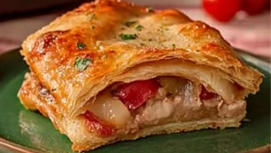 italian crescent roll sandwich with cheese and ham