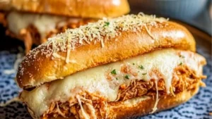 hot dogs in buns covered with cheese and toppings sitting on tin foil lined up on a kitchen counter