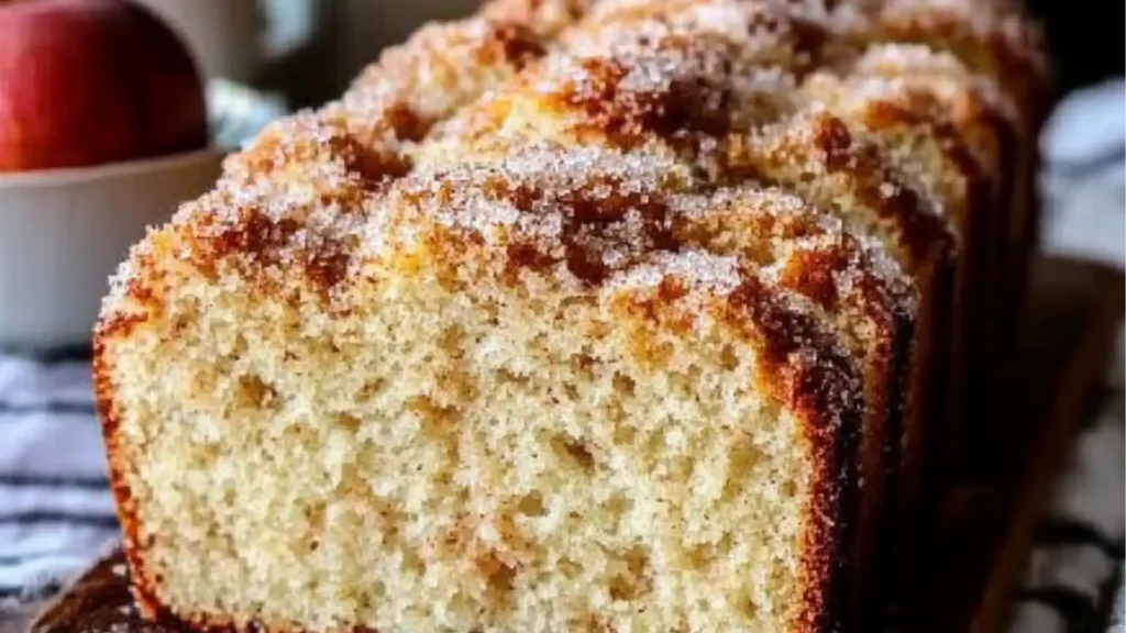 a plate topped with slices of cake covered in powdered sugar on top of a wooden table