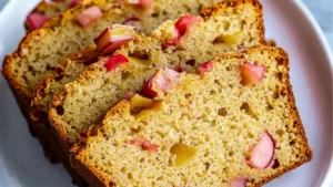 the best ever rhubarb bread takes just minutes to make and it's so delicious