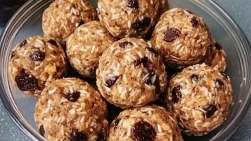 no bake energy balls are stacked on top of each other