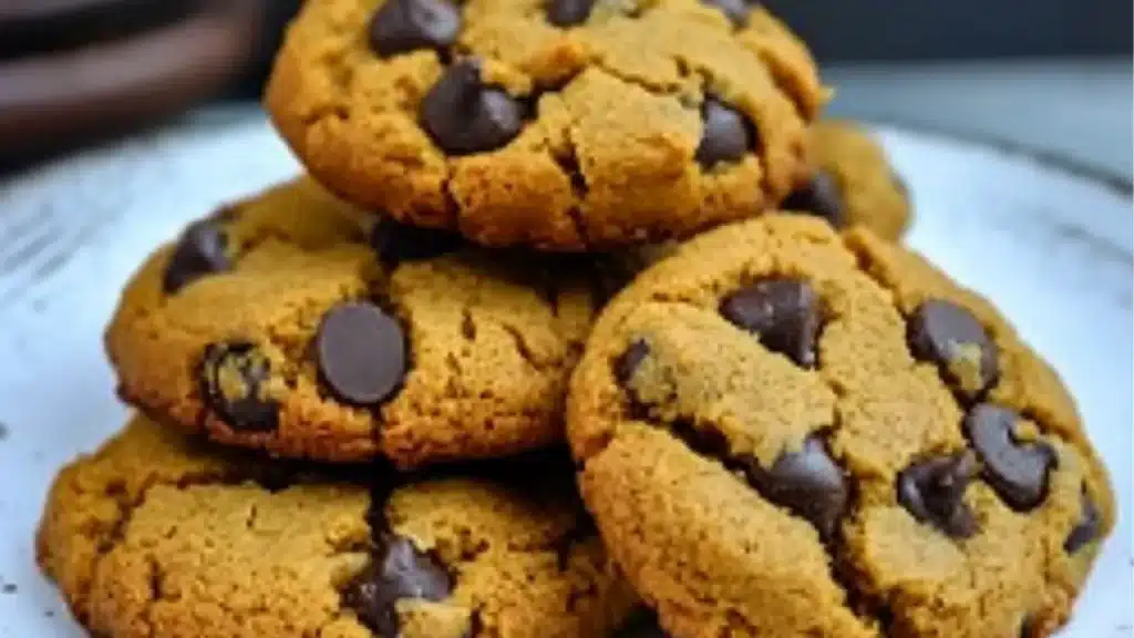 gluten free pumpkin cookies with chocolate chips on top