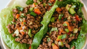 Asian-Style Ground Beef Lettuce Wraps
