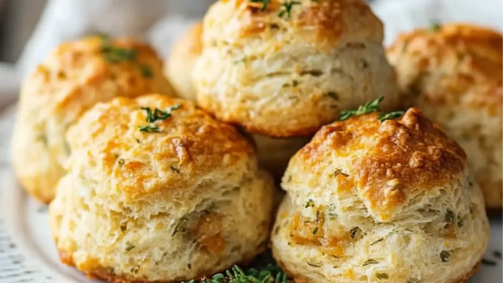 stuffed biscuits on a plate with rosemary sprigs and the words stuffing biscuits aka the best biscuit ever