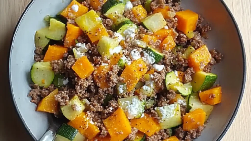 Ground Beef Zucchini Sweet Potato Skillet