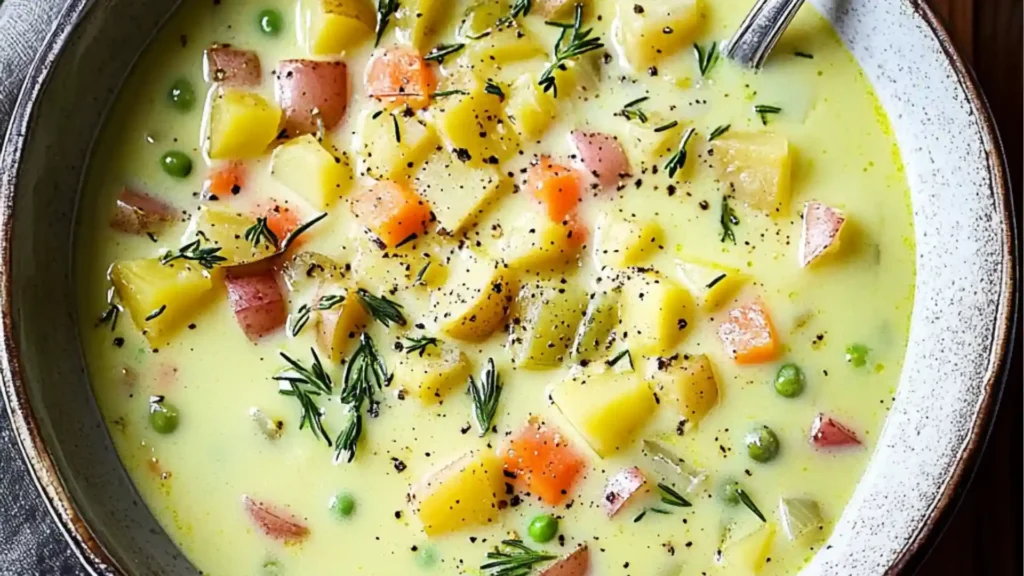 two bowls filled with potato soup and sausage