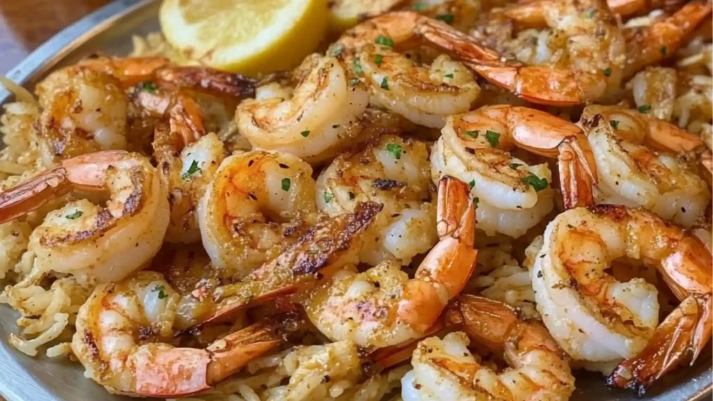 two plates with shrimp and lemons on them, one is grilled and the other has
