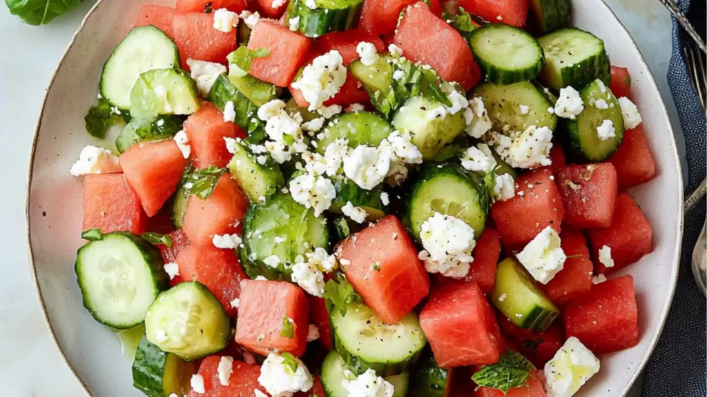 Feta Watermelon Cucumber Salad