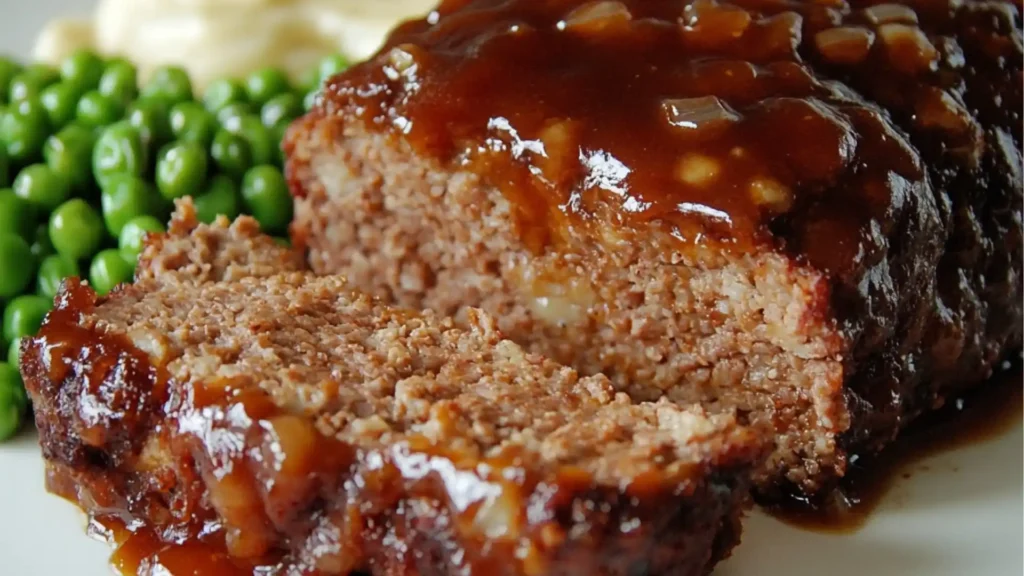 honey bbq meatloaf with mashed potatoes and gravy