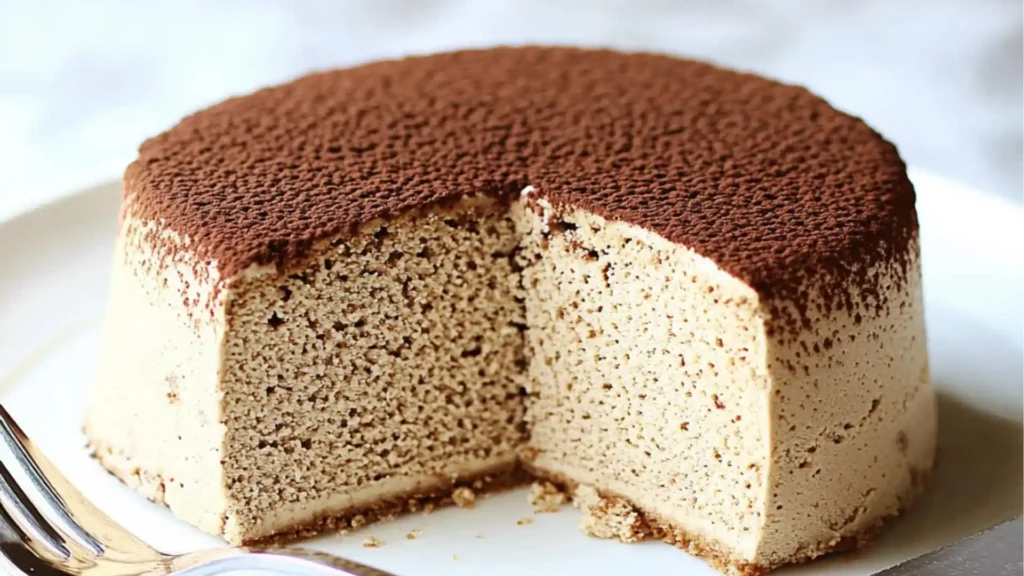 slices of cake on white plates with text overlay that reads, brani cotton cheesecake gluten - free