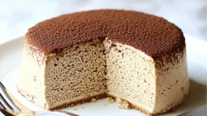 slices of cake on white plates with text overlay that reads, brani cotton cheesecake gluten - free