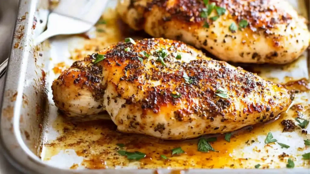 a plate topped with chicken and sliced lemons