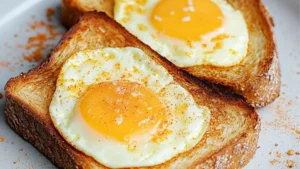 an egg and cheese toast on a grill with the words air fryer egg & cheese toast