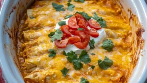 this slow cooker enchilada casserole is an easy and delicious side dish