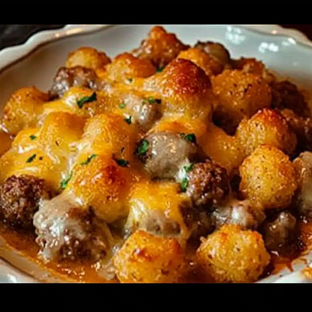 Easy Cheesy Meatball Tater Tot Casserole Recipe