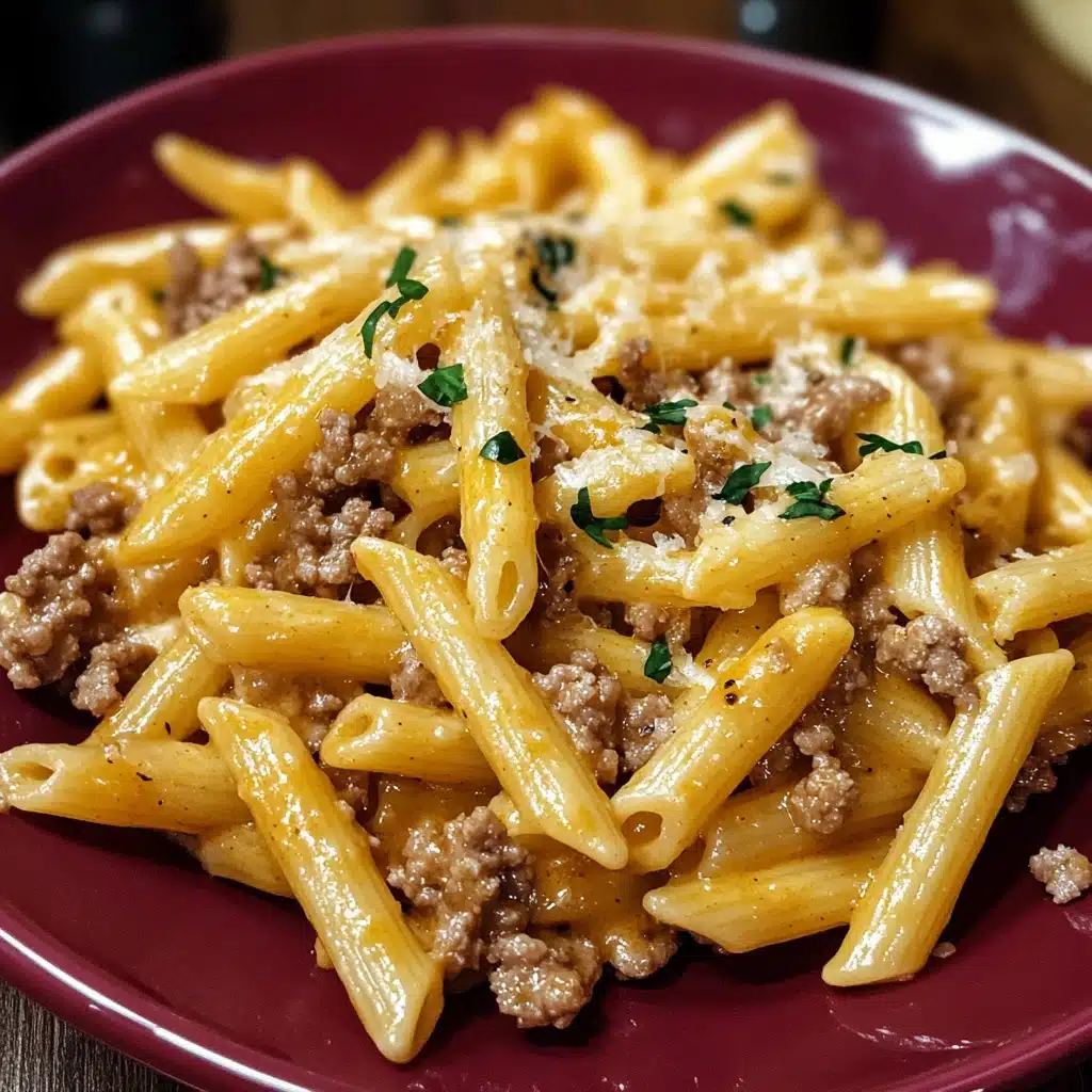 Cheesy Penne Garlic Butter Ground Beef