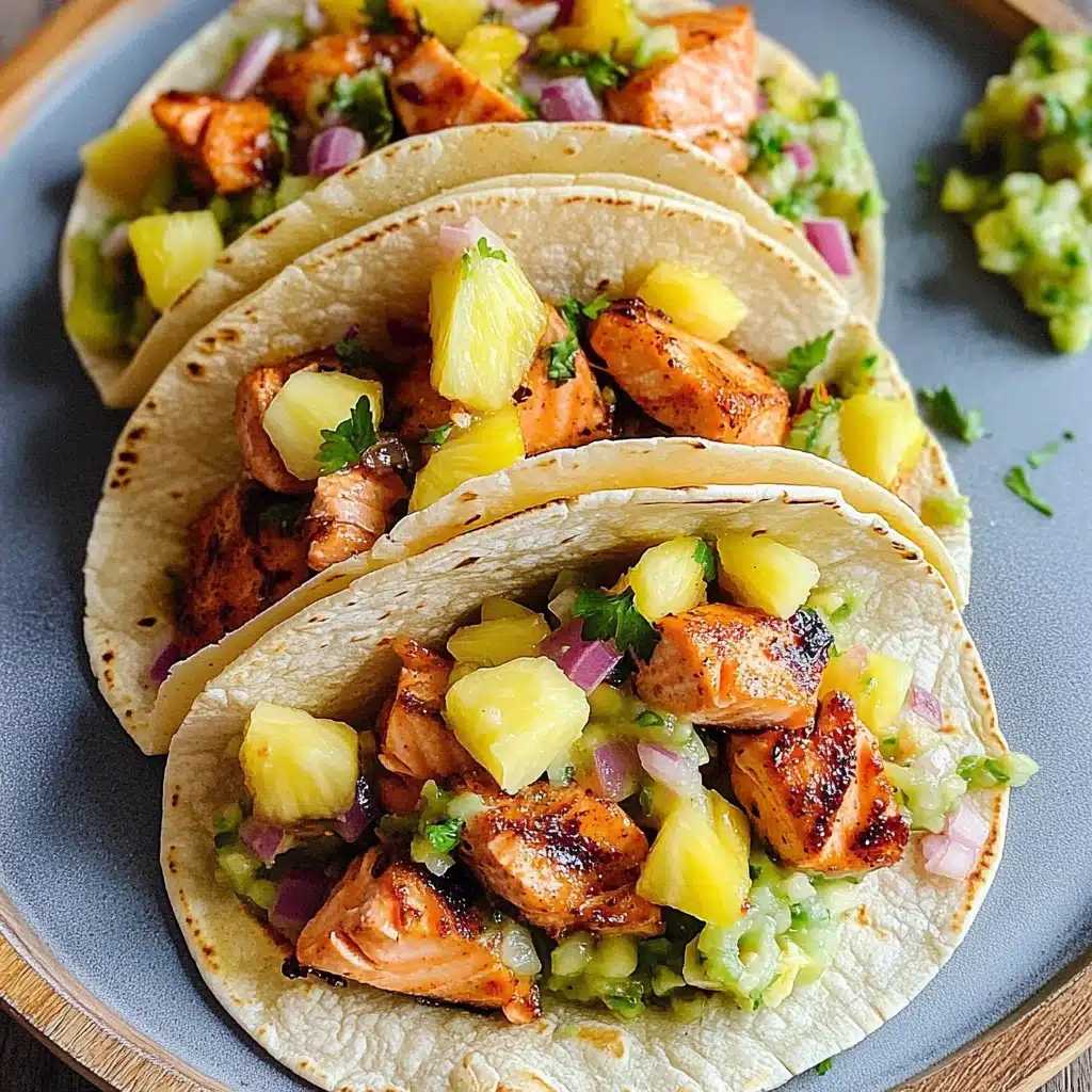 Chipotle Honey Salmon Tacos with Pineapple Salsa