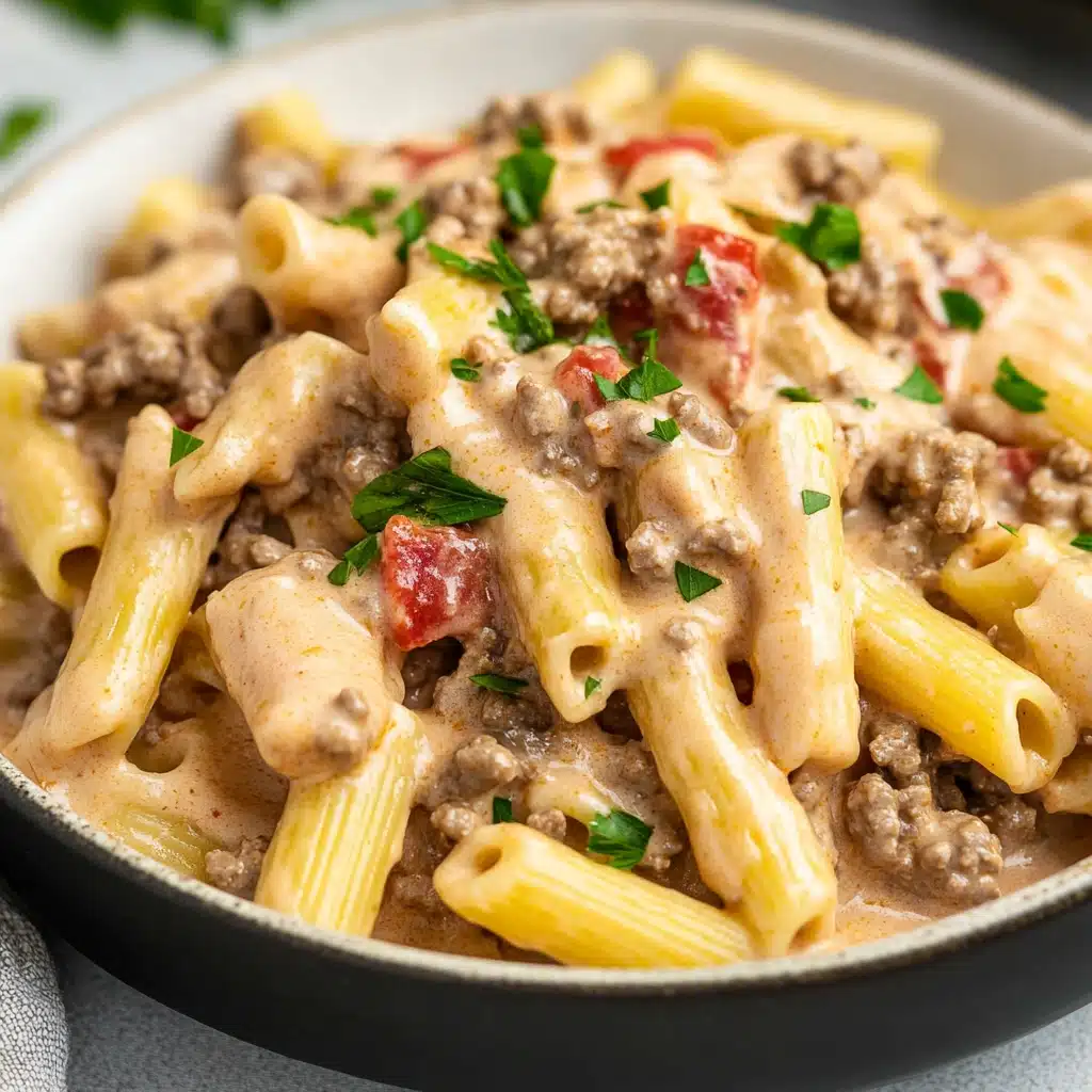 Creamy Rotel Pasta with Ground Beef