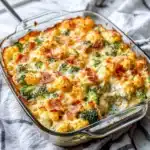 Loaded Cauliflower Broccoli Casserole with Bacon