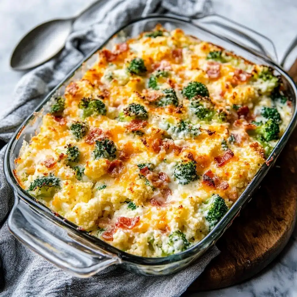 Loaded Cauliflower Broccoli Casserole with Bacon