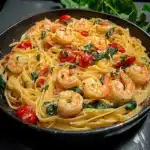 Tomato Spinach Shrimp Pasta