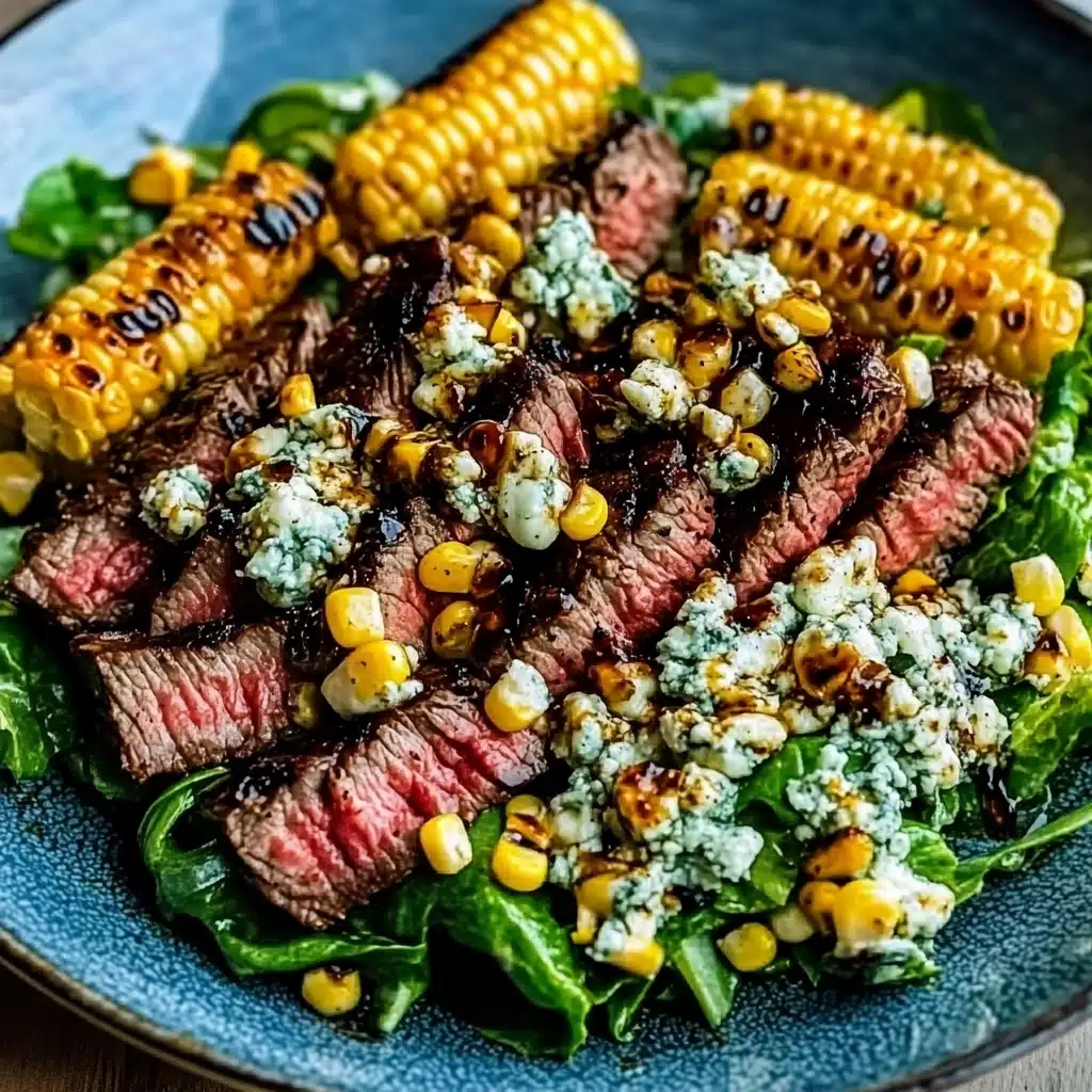 Balsamic Steak Gorgonzola Salad with Grilled Corn