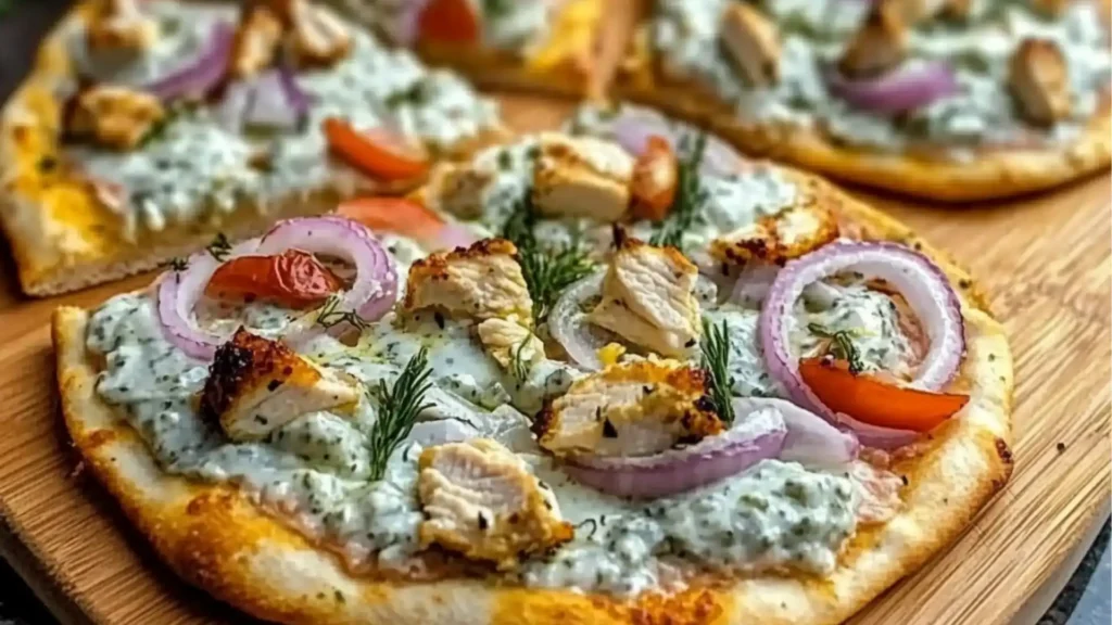two pizzas with different toppings sitting on top of a baking sheet next to each other