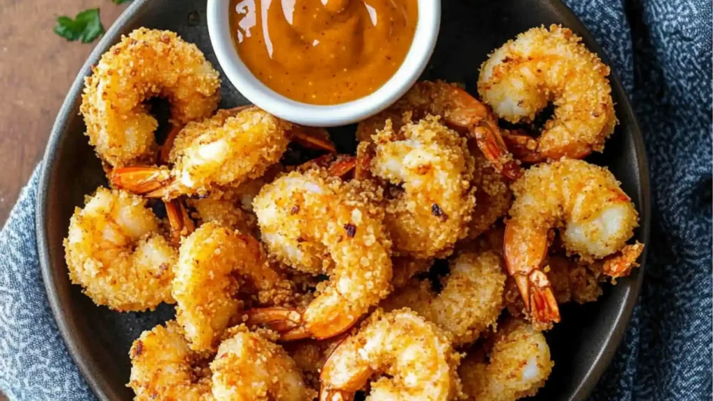 air fryer fried shrimp with creamy sriraca mayo sauce is an easy and delicious appetizer