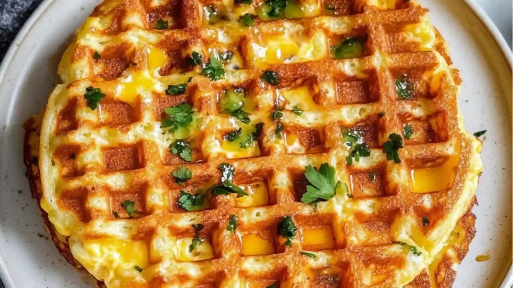 low carb egg and cheese waffle crispy, cheesy & totally keto