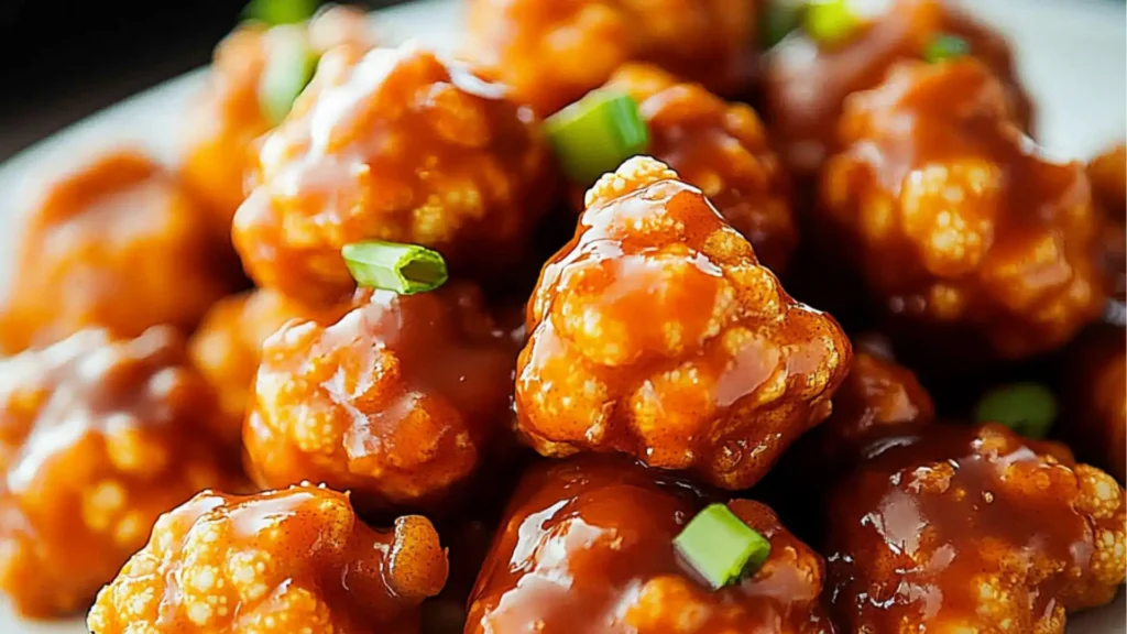air fryer buffalo cauliflower recipe with ranch dressing on top and in the middle
