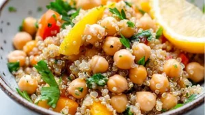 lemon herb quinoa with chickpeas is an easy and healthy side dish