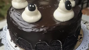 there is a piece of black velvet cake on the plate and another slice has been cut